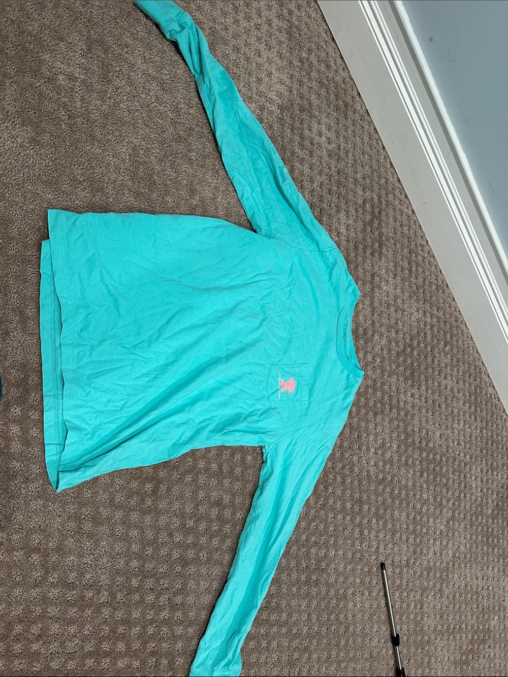 Vineyard Vines Long-Sleeve Tee in Aqua with Pink Whale Logo